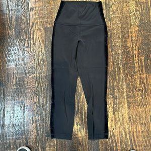 Lululemon Align black leggings with velvet stripe. Size 4